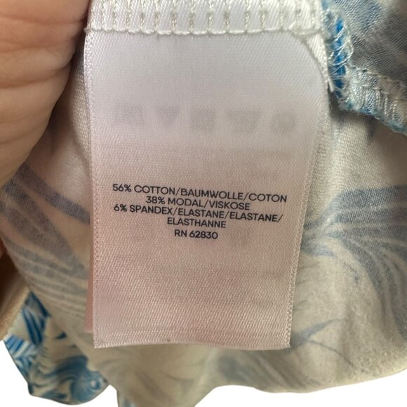 Lands End Top Blue Leaf Floral Print Side Knot Summer Coastal Stretch Size 2X - Picture 6 of 6